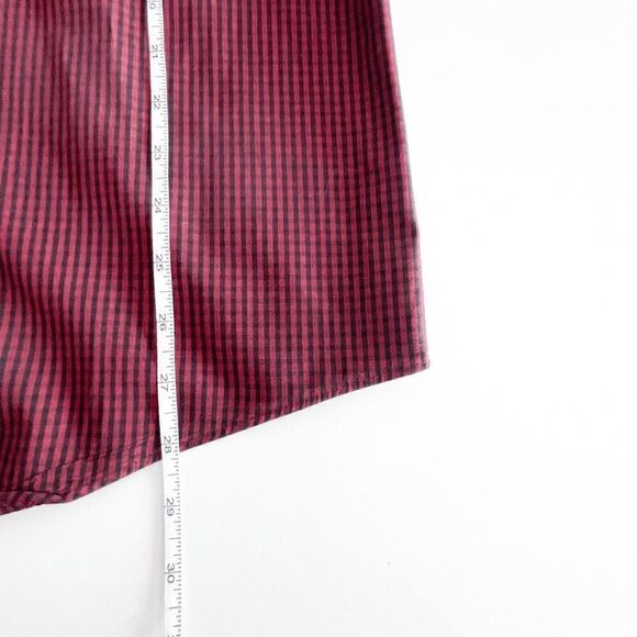 Calvin Klein Mens Button Down Shirt Micro Checkered Regular Fit Red Black 16 - Picture 7 of 9